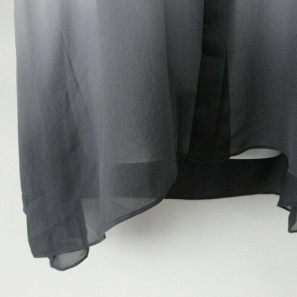 NWT EILEEN FISHER White Graphite Silk Georgette Mandarin Collar Blouse Top M - Picture 5 of 7